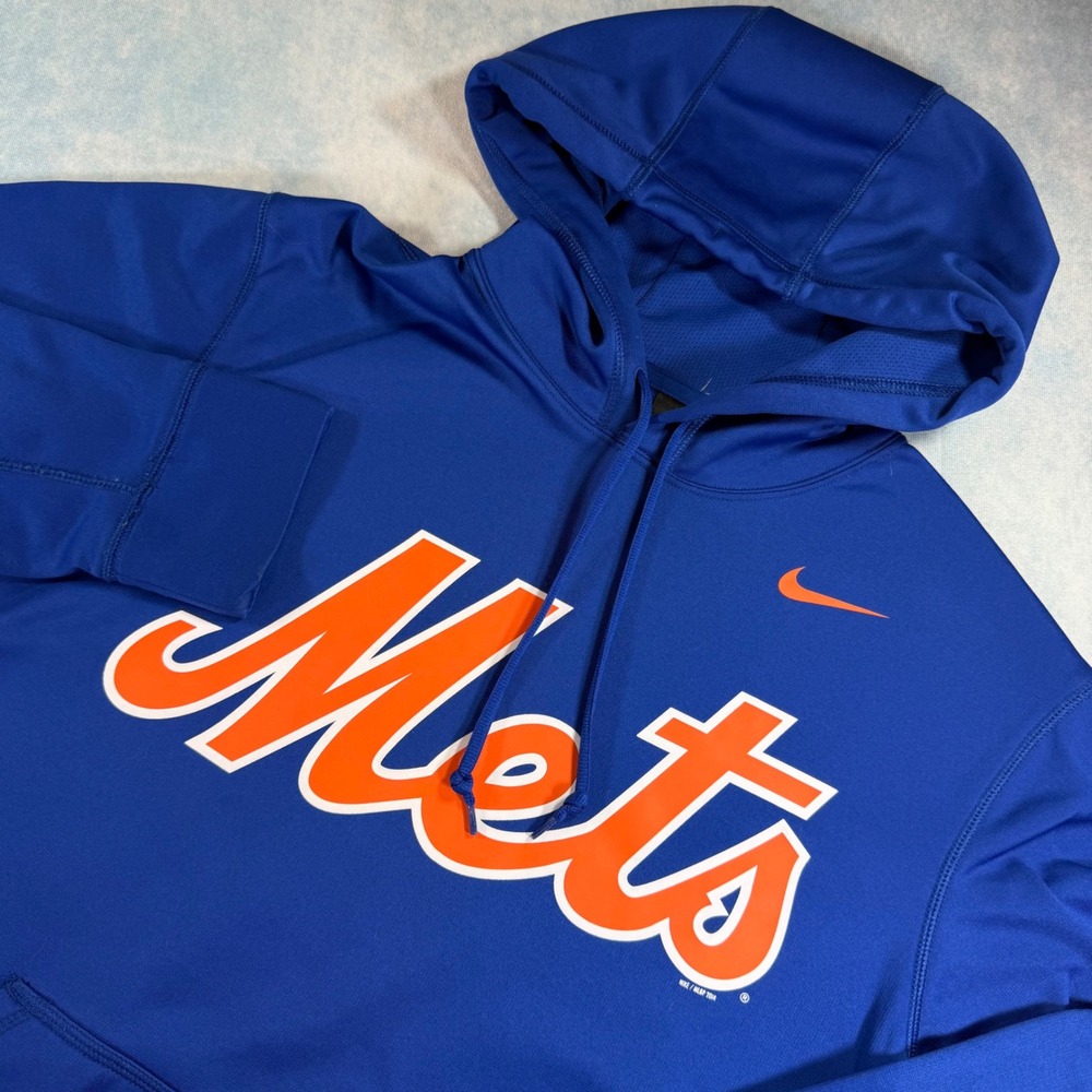 Nike New York Mets Hoodie Mens Medium Blue Excellent Therma-FIT MLB Sweatshirt